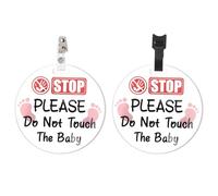 FREEBLOSS 2 Pack No Touch Baby Sign - Footprint Tag, Stroller Sign, Newborn Gift for Boy or Girl, 2 Ways to Hang