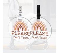 FREEBLOSS 2 Pack No Touching Baby Car Seat Sign, Rainbow No Kissing Baby Stroller Tag Please Do Not Touch Baby Sign with 4 Hanging Strap and Clip for Newborn Baby Girl Boy, Gift for New Mom Dad