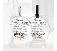 FREEBLOSS 2 Pack No Touching Baby Sign Flower No Touching or Kissing Baby Stroller Tag Please Do Not Touch Baby Sign for Newborn Baby Girl Boy Gift for New Mom Dad 2 Ways to Hang
