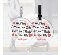FREEBLOSS 2 Pack No Touching Baby Sign Heart&Footprint No Touching or Kissing Baby Stroller Tag Please Do Not Touch Baby Sign for Newborn Baby Girl Boy Gift for New Mom Dad 2 Ways to Hang
