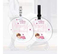 FREEBLOSS 2 Pack No Touching Baby Sign Princess No Kissing Stroller Tag Please Do Not Touch Baby Sign with Hanging Strap and Clip for Newborn Baby Girl Boy, Gift for New Mom Dad