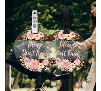 FREEBLOSS 2 Pack Pink No Touching Baby Sign Baby Car Seat Sign Newborn Stroller Tags Please Dont Touch Sign with Hanging Straps and Clips for Newborn Boys and Girls