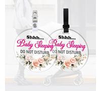 FREEBLOSS 2 Pack Please Do Not Touch or Kiss Baby Sign Floral Stroller Sign No Touching Baby Sign for Car Seat Baby Stroller Tag with Hanging Straps and Clips for Newborn