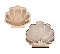 FREEBLOSS 2 Pack Wooden Seashell Display Case with Clear Acrylic Window, Starfish Shell Holder Display Box Coastal Beach Decor for Bedroom Living Room & Vacation Themed Room Decoration