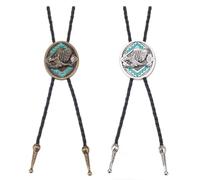 FREEBLOSS 2 Pcs Bolo Tie Mens Bolo Necklace Western Cowboy Eagle Native American Cowboy Leather Necktie Western Necklace Costume Accessories for Men Women