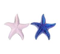 FREEBLOSS 2 PCS Glass Starfish Figurines 3" x 0.7" Rock Crystal Sea Star Animal Collectible, Perfect for Home Decor, Gifts, Pink, Blue