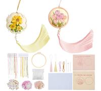 FREEBLOSS 2 Set Beginners Embroidery Kit - Embroidered Sachet Charms - Cross Stitching Kits - Hand Embroidery Kit with Video Tutorials