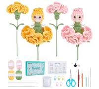 FREEBLOSS 2 Set Crochet Kit Crochet Carnation Fairy Crochet Doll Kit for Beginners with Video Tutorials Crochet Starter Kit Crochet Yarn and Hook Set for Beginners Knitting Kit for Gift