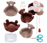 FREEBLOSS 2 Set DIY Bear Coaster Set Beginners Crochet Kit Crochet Coaster Kit Crochet Animal Kit Complete Starter Crochet Kit for Beginners with Video Tutorials for Adults