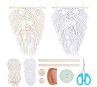 FREEBLOSS 2 Set DIY Leaf Macrame Wall Haning Kit Macrame Kit for Beginners with Video Tutorial Macrame Feather Boho Wall Hanging Decor Macrame Tassels Decoration Macrame Hanging Ornament Gift for Mom