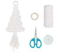 FREEBLOSS 2 Set DIY Macrame Christmas Tree Kit Natural White Christmas Tree Hanging Ornaments Wall Hanging Tapestry for Holiday Macrame Tassels Wall Hanging Macrame Kit for Beginners