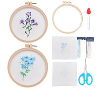 FREEBLOSS 2 Set Floral Embroidery Kit for Beginners Organza Stamped Embroidery Cloth Clear Organza Embroidery Wall Art Cross Stitch Kit Transparent Flowers Embroidery Kit with Instruction