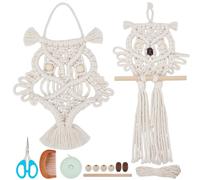 FREEBLOSS 2 Set Macrame Owl Kit for Beginners Macrame Owl Wall Hanging with Wooden Decorations DIY Macrame Kit with Video Tutorial Macrame Hanging Decor for Adults Gift
