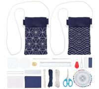 FREEBLOSS 2 Set Sashiko Bag Kit Sashiko Phone Bag Kit DIY Sashiko Bag Making Kit with PET Sashiko Stencil Sashiko Kit for Beginner Friendly Home Decoration Gift Ideas