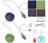 FREEBLOSS 2 Set Sashiko Kit for Beginners Sashiko Bookmark DIY Kit with Instructions Traditional Lotus Bookmark Kit Sashiko Sewing Kit Gift