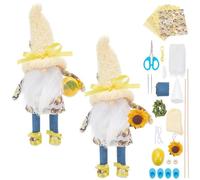 FREEBLOSS 2 Sets Sunflower Gnome Plush DIY Kit Lemon Color Stuffed Gnomes Kit Yellow Doll Making Kit DIY Gnome Doll Kit Stuffed Doll Making Kit for Beginners Sewing Doll Kit with Lemon Decorations