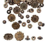 FREEBLOSS 20 Set Antique Snaps Button Vintage Flower Sewing Snaps Leather Fastener Decorative Rivets Brass Snap Button Set for Handbag Purses Sewing Clothes