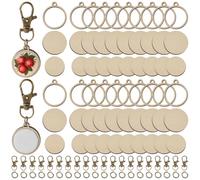 FREEBLOSS 20 Set Tiny Wooden Embroidery Hoops Keychains Mini Embroidery Hoop Ornament with Keychains DIY Wood Hoops for Embroidery Earring Jewelry Making 1x1.2inch