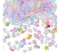 FREEBLOSS 200Pcs Assorted Nail Charms Summer Beach Charm Ocean Nail Art Resin Accessories Flatback Rhinestones for Nail Art, 0.3~0.6''
