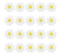 FREEBLOSS 20Pcs Crochet Daisy Applique Crochet Flower Applique Handmade Flower Embellishments Sew On Patches Knitted Handmade Appliques for Clothes or Arts Crafts DIY Decor