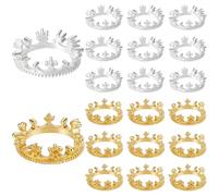 FREEBLOSS 20Pcs Dollhouse Mini Crown Metal Mini Doll Crown Gold&Silver Tiny Miniature Crowns Small Princess Cake Topper Crowns Dolls Headwear Accessories 0.87"W × 0.24"H