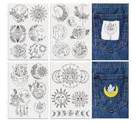 FREEBLOSS 22Pcs Water Soluble Embroidery Patterns Hand Sewing Stabilizer Sun&Moon Theme Embroidery Stabilizer Adhesive Stick and Wash Away Embroidery Stabilizer for Hats Gloves Clothing Repair