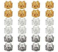 FREEBLOSS 24 Pcs Dollhouse Mini Crown Cake Topper Crowns Metal Doll Crown 3 Colors Tiny Miniature Doll Crowns for Princess Dolls Headwear Accessories 0.5 * 0.3"(Gold&Silver&Vintage Silver)