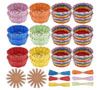 FREEBLOSS 24 Set Basket Weaving Kit Creative Woven Bowl Raffia Basket Arts and Crafts Projects with Video Tutorials Basket Making Kit for Easter Eggs Gifts