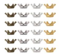 FREEBLOSS 24Pcs Dollhouse Mini Crown Metal Mini Doll Crown 4 Colors Tiny Miniature Crowns with Stars Princess Cake Topper Dolls Headwear Accessories 0.5 * 0.24"(Gold/Silver/Copper/Vintage Silver)