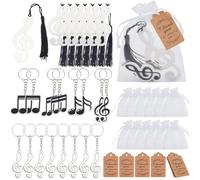 FREEBLOSS 24Pcs Music Note Keychain Music Party Favors Music Note Bookmark Musical Note Key Chain Acrylic Music Teacher Gifts for Music Lovers Music Gifts with Gift Bags