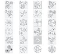 FREEBLOSS 24Pcs Sashiko Stencil Set PET Square Embroidery Template Sashiko Kit PET Embroidery Pattern Stencil for Quilting Drawing Line 14x14cm