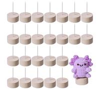 FREEBLOSS 24pcs Single Steel Needle Doll Holders Crochet Doll Stands Needle Felting Doll Display Holders with Wooden Base for Crochet Dolls Felting Animal Dolls 1.18inch