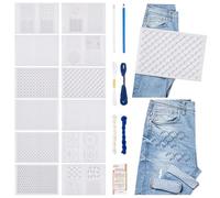 FREEBLOSS 26 Pcs Sashiko Embroidery Pattern Stabilizers Set Water Soluble Embroidery Patterns Sashiko Kit Includes Sashiko Thread Needles and Fabric Sashiko Kit for Beginners Embroidery Lovers