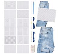 FREEBLOSS 26 Pcs Sashiko Embroidery Pattern Stabilizers Set Water Soluble Embroidery Stabilizers Sashiko Kit Includes Sashiko Thread Needles and Fabric Sashiko Kit for Embroidery Lovers 21x29.7cm