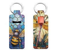FREEBLOSS 2PC Lip Balm Keychain Bee and Dragonfly Pattern Exquisite Chapstick Holder Keychain Creative Lipstick Holder Charm Portable & Loss Prevention Unique Design Gifts for Girls