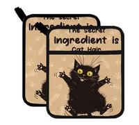 FREEBLOSS 2Pcs Black Cats Pattern Pot Holders for Kitchen Cotton Potholder Heat Resistant Oven Hot Pads Hot Pot Holder for Cooking Baking 7.9x9.5in/20x24cm