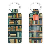 FREEBLOSS 2Pcs Chapstick Holder Keychain Bookshelf Pattern Lip Balm Keychain Holder Chap Stick Holder with Clip Chapstick Key Chain Holder Lip Balm Sleeve Pouch Lipstick Lip Gloss Holder for Women