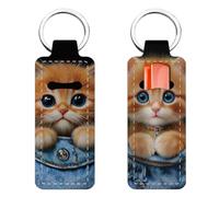FREEBLOSS 2Pcs Chapstick Holder Keychain Cat Lip Balm Holder Keychains Lipstick Keychain Lip Balm Organizer Lipstick Storage Case for Women Gift 1.5x3.8/3.8x9.6cm
