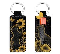 FREEBLOSS 2Pcs Chapstick Holder Keychain Cat Lip Balm Keychain Holder Chap Stick Holder with Clip Chapstick Key Chain Holder Lip Balm Sleeve Pouch Lipstick Lip Gloss Holder for Women Gift, Multicolor
