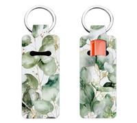 FREEBLOSS 2Pcs Chapstick Holder Keychain Eucalyptus Leaf Lip Balm Keychain Holder Chap Stick Holder with Clip Lip Balm Sleeve Pouch Lipstick Lip Gloss Holder for Women Gift