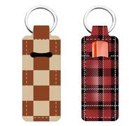 FREEBLOSS 2Pcs Chapstick Holder Keychain Grid Pattern Lip Balm Keychain Holder Chap Stick Holder with Clip Chapstick Key Chain Holder Lip Balm Sleeve Pouch Lipstick Lip Gloss Holder for Women Gift