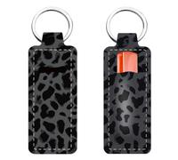 FREEBLOSS 2Pcs Chapstick Holder Keychain Leopard Lip Balm Keychain Holder Chap Stick Holder with Clip Chapstick Key Chain Holder Lip Balm Sleeve Pouch Lipstick Lip Gloss Holder for Women Gift