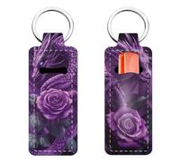 FREEBLOSS 2Pcs Chapstick Holder Keychain Lip Balm Holder Keychain Lightweight Lipstick Sleeve Pouch with Dragon&Rose Pattern for Women Girls 1.5x3.8''