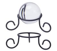 FREEBLOSS 2Pcs Crystal Ball Display Stand Crystal Holder Sphere Holder Iron Egg Stands Holders for Stones Gemstone Sphere Pot Plant Home Decor, Black