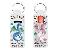 FREEBLOSS 2Pcs Lip Balm Holder Keychain Unique Colorful Dragon Pattern Chapstick Holders Lip Gloss Holder Keychain Lipstick Sleeve Keychain Chapstick Sleeve Holder for Women Friends Gift
