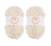 FREEBLOSS 2Pcs Milky Gray Teddy Fur Curly Yarn Super Soft Fluffy Bulky Yarn Chunky Fluffy Fuzzy Blanket Yarns for Crochet & Knitting Plush Creations 200g in Total