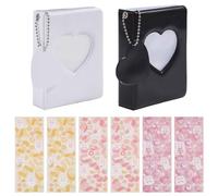 FREEBLOSS 2pcs Mini Photocard Binder Heart-Shaped Mini Photo Album Mini Card Binder 36 Pockets Photocard Holder Book with 6 Shees Stickers Pendant for Small Cards