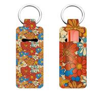 FREEBLOSS 2pcs Wallets Lip Balm Holder Daisy Keychain Lip Gloss Holder Keychain Chapstick Holder Floral Pattern Never Lose Your Lip Balm Chapstick Sleeves for Women Friends Gift 3.8x9.6cm