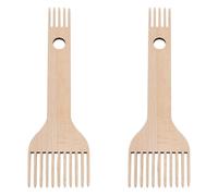 FREEBLOSS 2pcs Weaving Comb Wood Double Ended Comb Hand Knitting Tools Fringe CombTools for Knitting Crafts Tapestry Weaving Loom Accessories