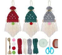 FREEBLOSS 3 Set Beginner Macrame Kit DIY Macrame Cord Kit for Adults Macrame Gnome Set with Video Tutorial Macrame Gnomes Decorations for Home Decorations Holiday Decor
